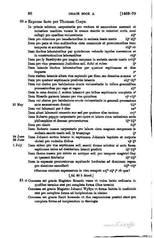 Grace book A, containing the proctors' accounts and other records of the University of Cambridge p.80